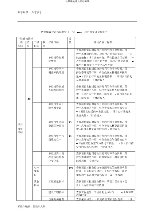 预算绩效评价指标体系