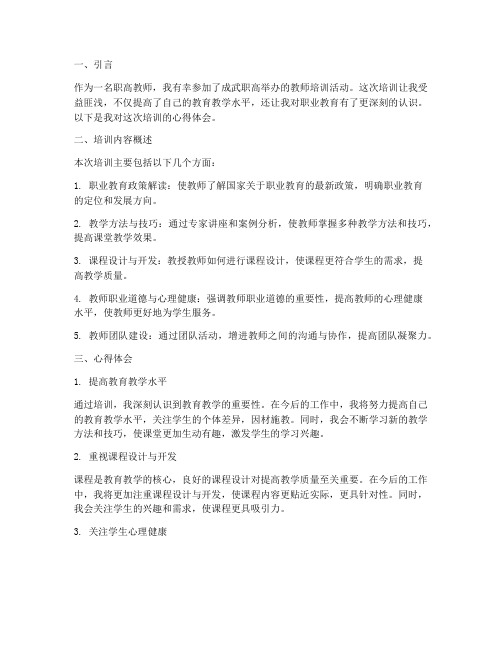 成武职高教师培训心得体会