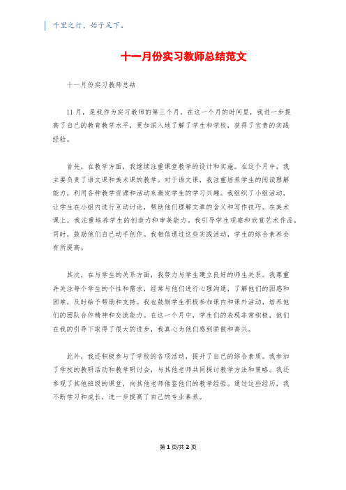 十一月份实习教师总结范文