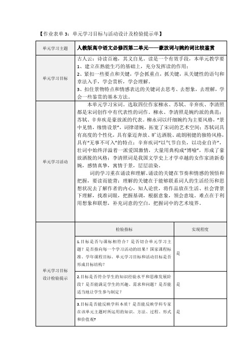 豪放词与婉约词比较鉴赏