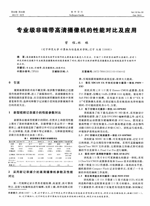 专业级非磁带高清摄像机的性能对比及应用