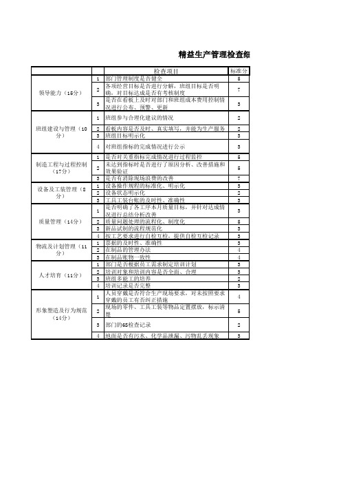 精益生产检查细则