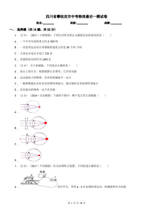 四川省攀枝花市中考物理最后一模试卷