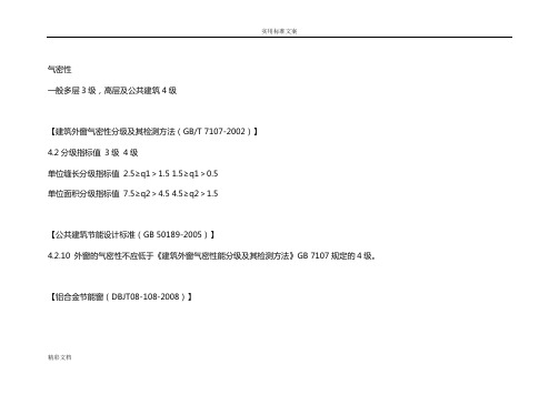 气密性等级分类