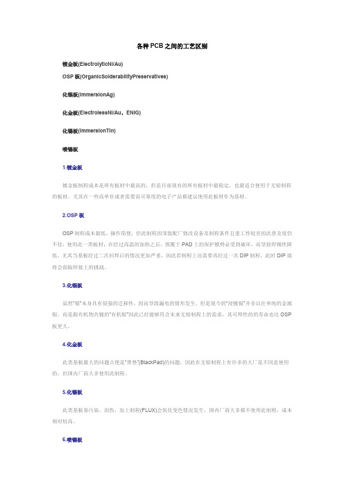 各种PCB之间的工艺区别