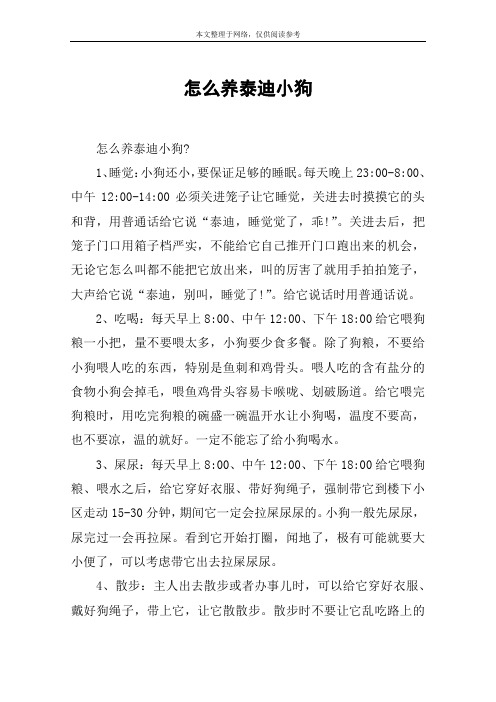 怎么养泰迪小狗