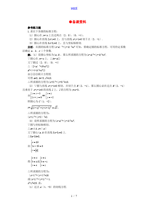 高二数学 7.6圆的方程(备课资料)大纲人教版必修