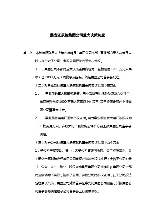 黑龙江辰能集团公司重大决策新版制度