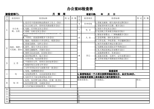 办公室8S检查表