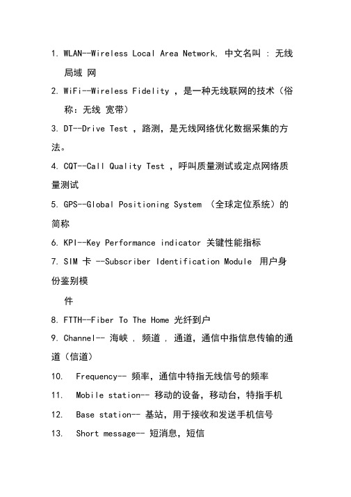 通信常见英语词汇完整版