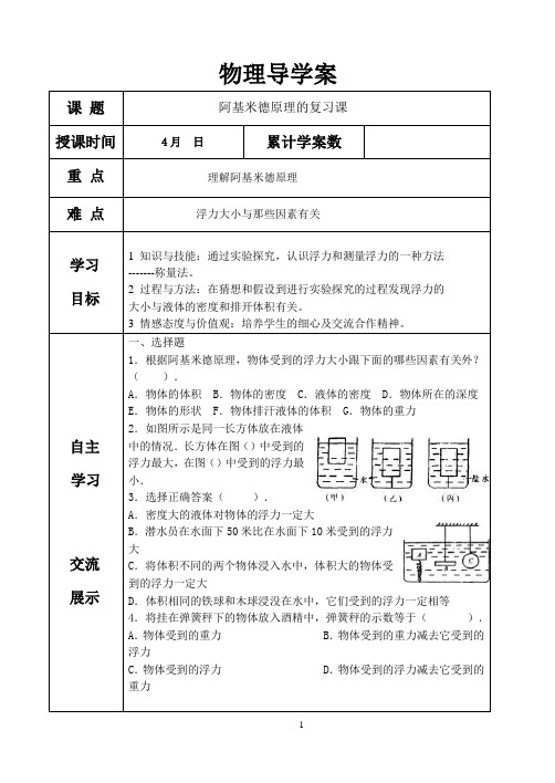 阿基米德原理的复习课