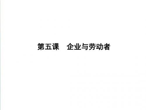 2019高三政治一轮复习课件：必修一 经济生活 第二单元 生产、劳动与经营第五课 企业与劳动者