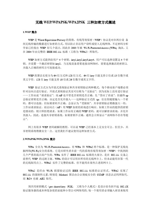 无线WEP_WPA_WPA2加密方式概述