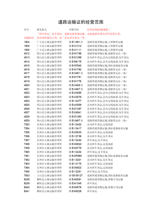 道路运输证的经营范围