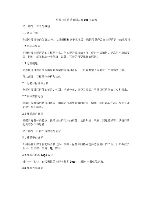 母婴社群营销策划方案ppt怎么做