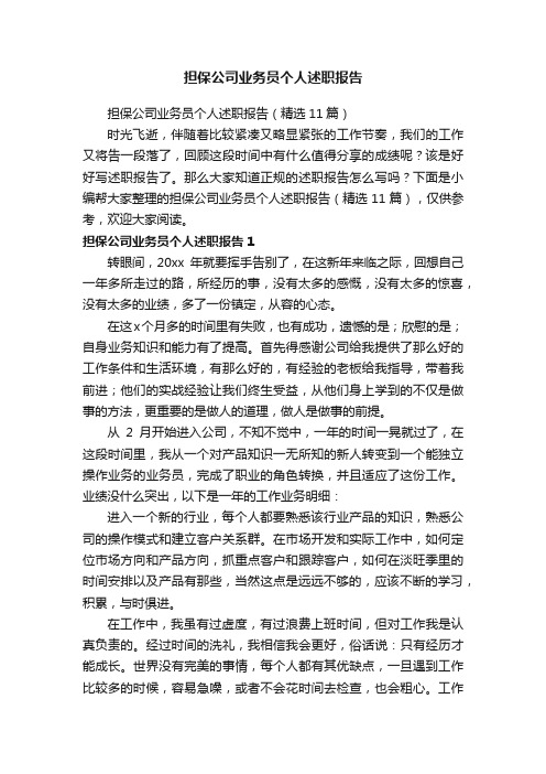 担保公司业务员个人述职报告（精选11篇）