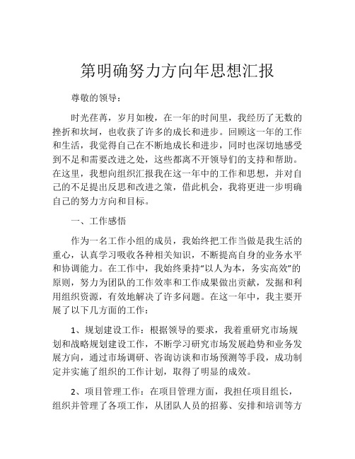 第明确努力方向年思想汇报