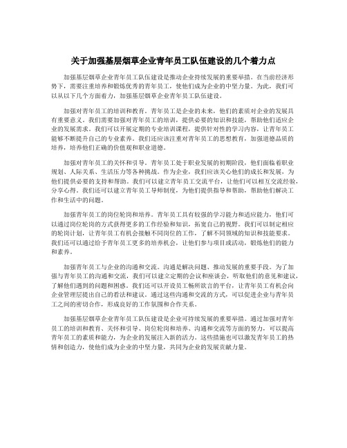 关于加强基层烟草企业青年员工队伍建设的几个着力点