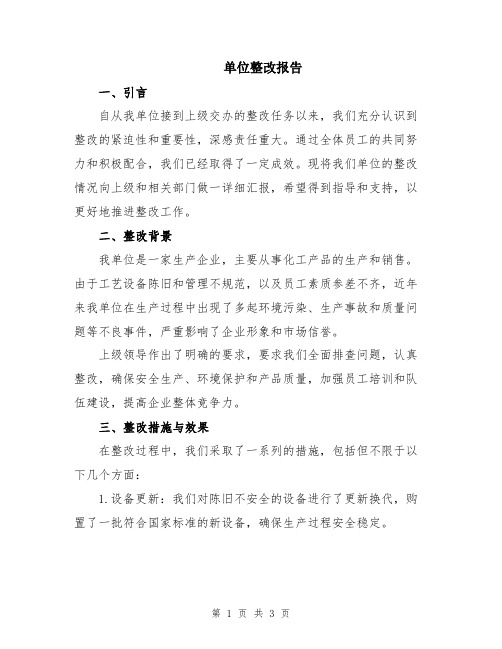 单位整改报告