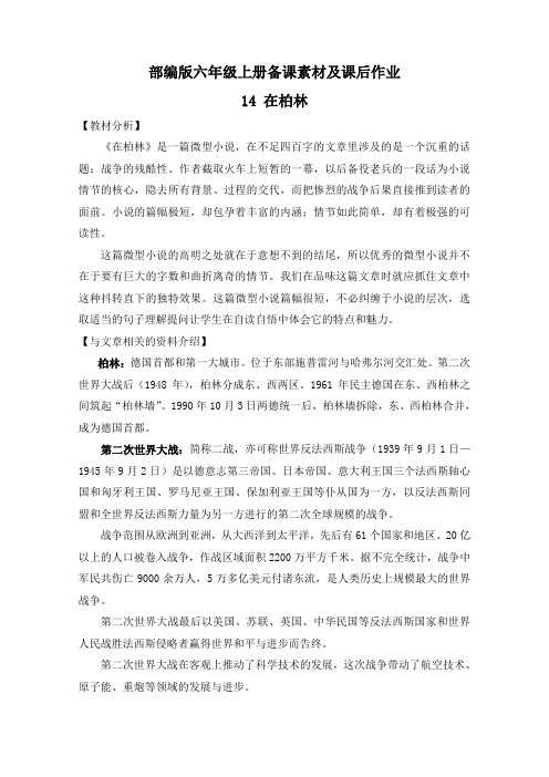 《在柏林》备课素材+课后作业(部编版)