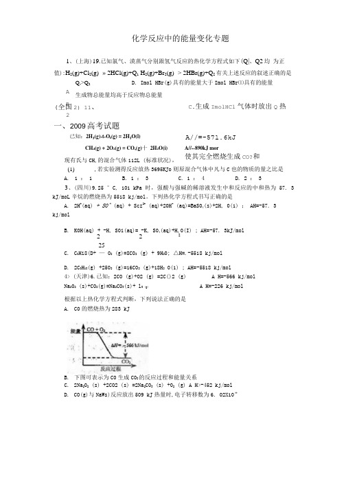 化学反应中的能量变化09高考题及专题复习.doc