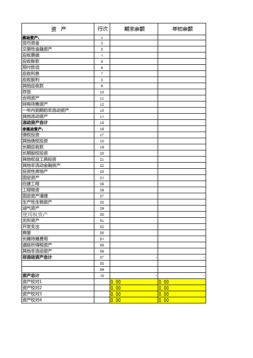 上市公司财务报表模板