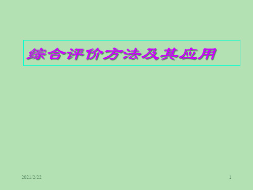 综合评价模型——动态加权综合评价方法精品PPT课件