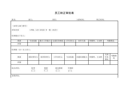 员工转正审批表