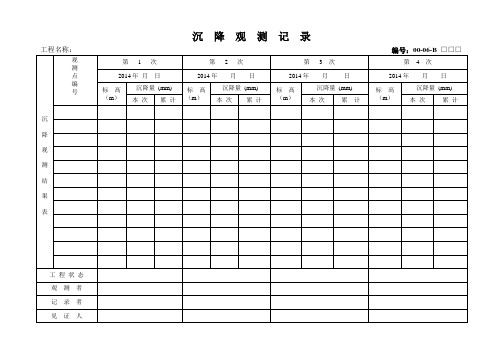 沉降观测记录表格