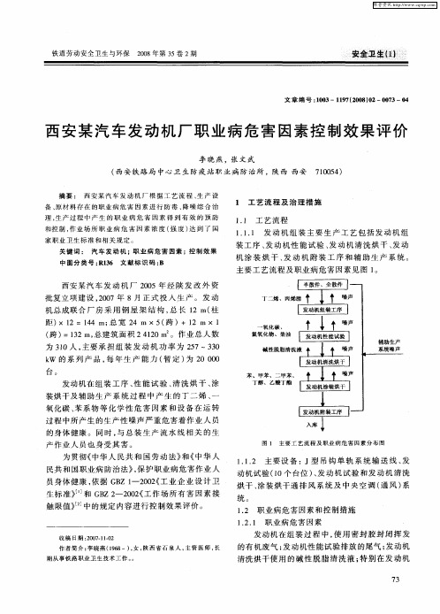 西安某汽车发动机厂职业病危害因素控制效果评价