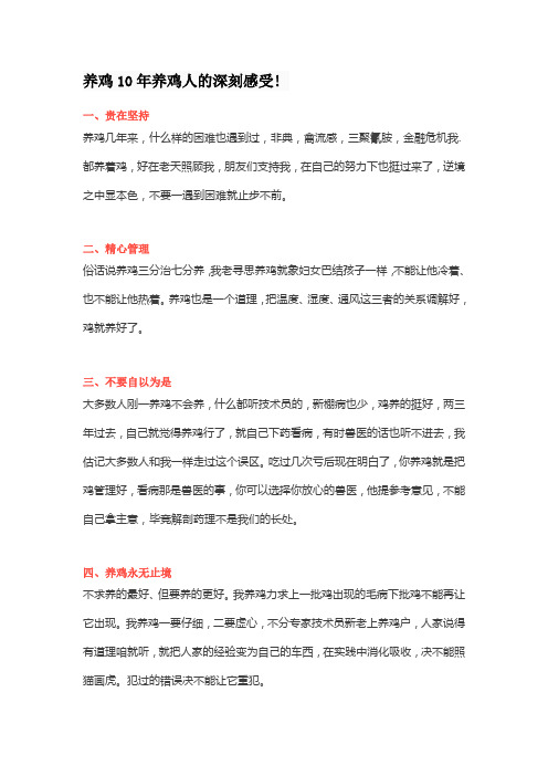 养鸡10年养鸡人的深刻感受