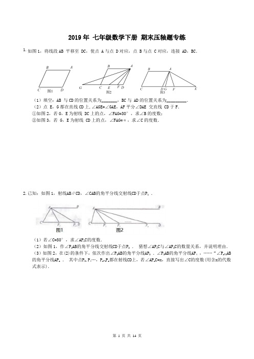 【期末复习】人教版2019年 七年级数学下册 期末压轴题专练(含答案)