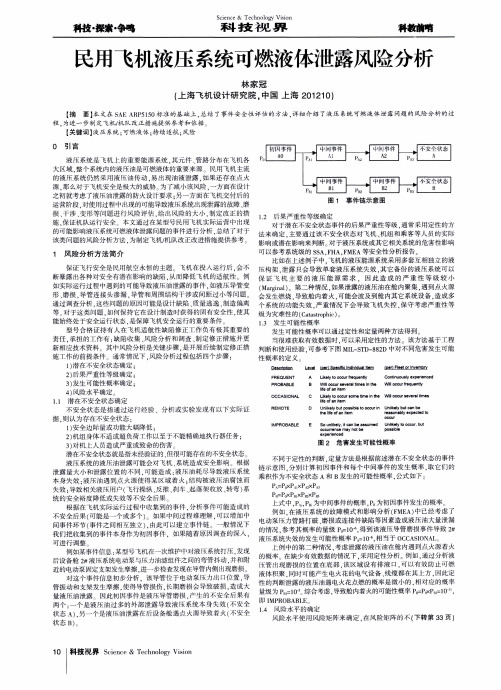 民用飞机液压系统可燃液体泄露风险分析