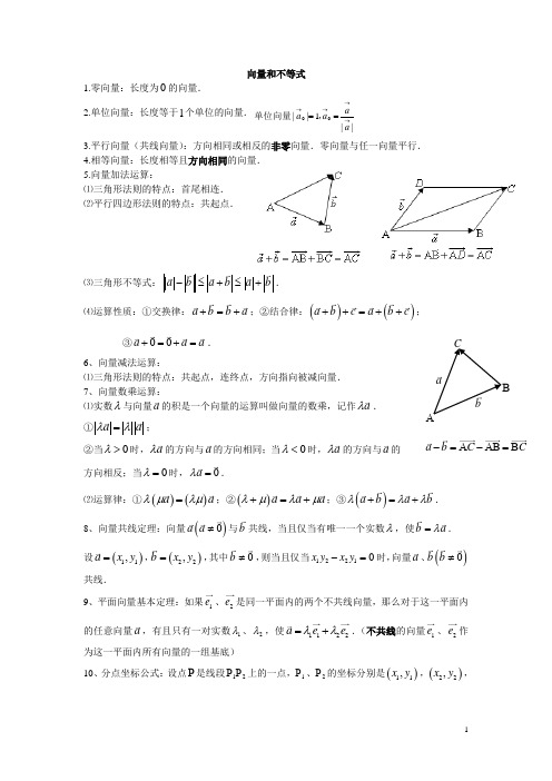 向量不等式知识点