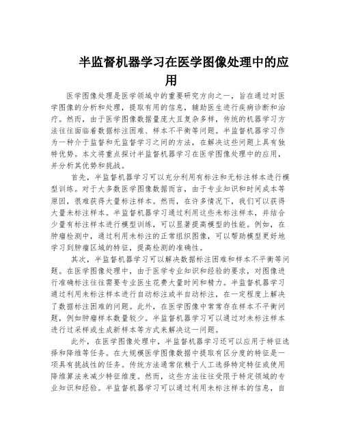 半监督机器学习在医学图像处理中的应用