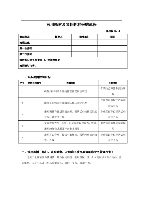 医用耗材及其他耗材采购流程