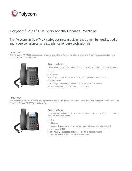 Polycom VVX 业务媒体电话系列说明书