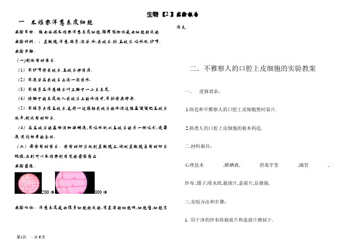 观察洋葱表皮细胞生物实验报告