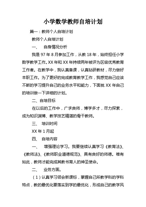 小学数学教师自培计划