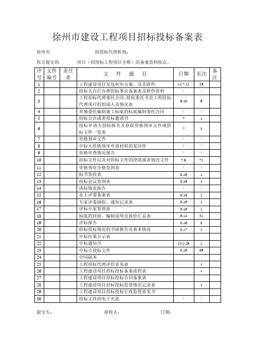 建设工程项目招标投标备案表new