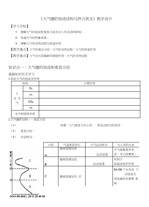 鲁教版高中地理《大气圈的组成结构与热力状况》教学设计