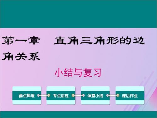 2019春九年级数学下册第一章直角三角形的边角关系小结与复习教学课件新版北师大版