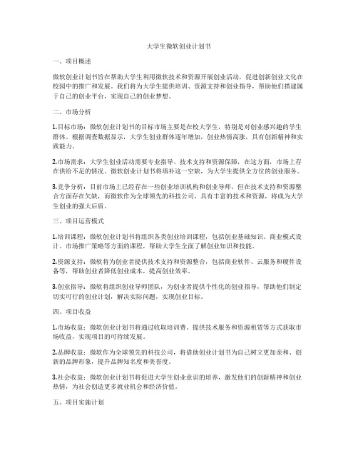 大学生微软创业计划书