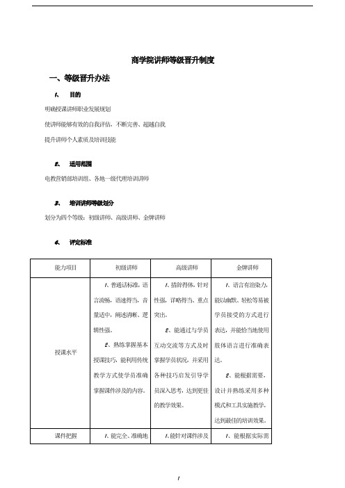 商学院讲师等级晋升制度