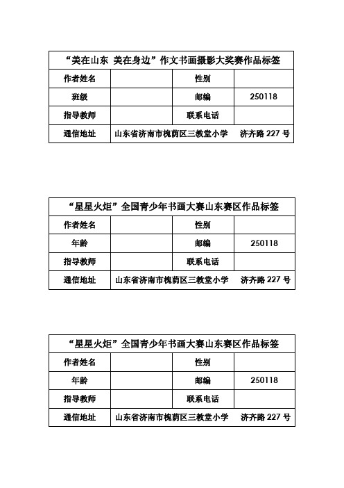 “星星火炬”全国青少年书画大赛山东赛区作品标签