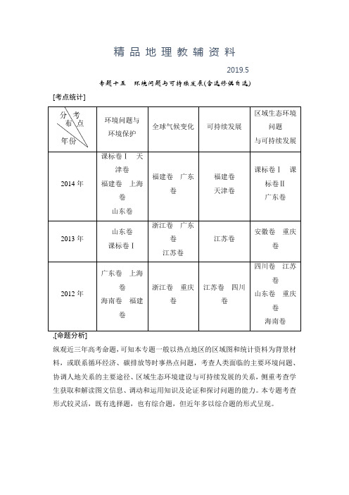 2019高考地理二轮：环境问题与可持续发展(含答案)