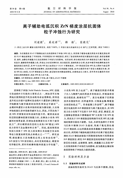 离子辅助电弧沉积ZrN梯度涂层抗固体粒子冲蚀行为研究