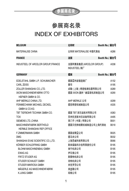 参展商名录INDEXOFEXHIBITORS新