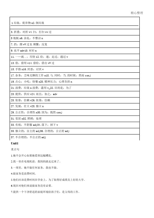 鲁教版新八年级上单词默写纸