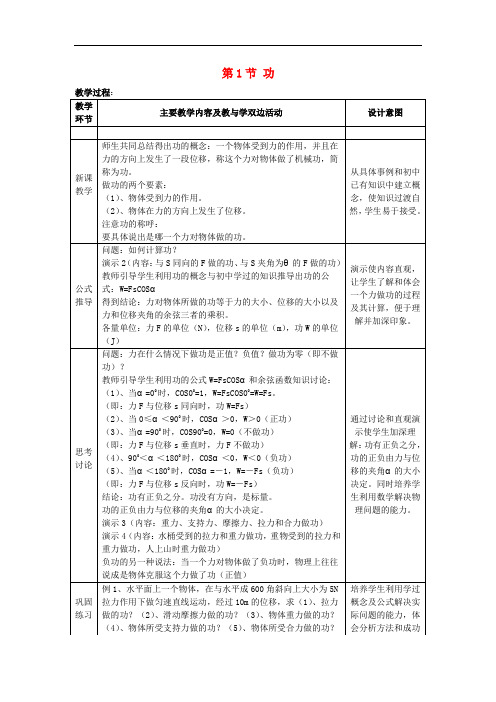 高中物理 第四章 机械能和能源 第1节 功教案1 粤教版